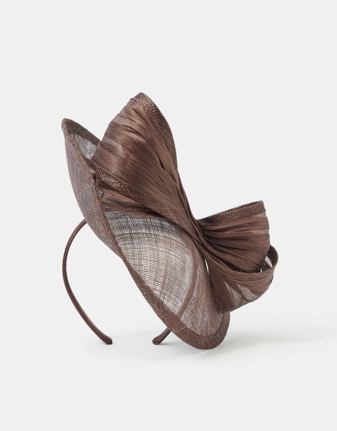 Bow Teardrop Fascinator, Brown (CHOCOLATE), large