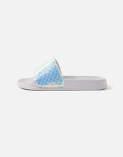 Girls Shimmer Mermaid Sliders, Purple (PURPLE), large