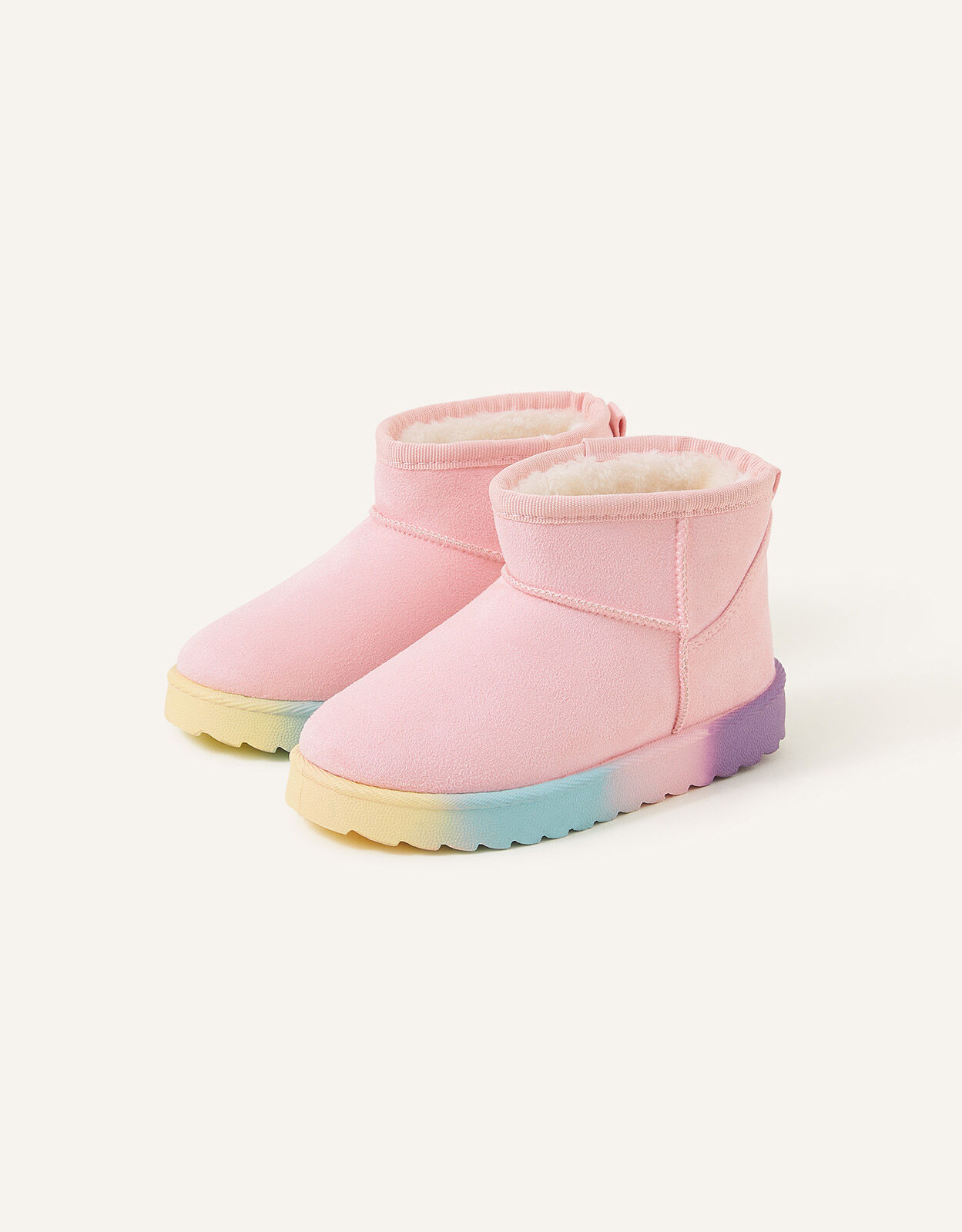 Rainbow Sole Faux Suede Boots Pink Girls flat shoes Accessorize UK