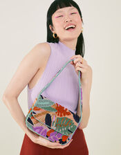 Palm Hand-Beaded Shoulder Bag, , large