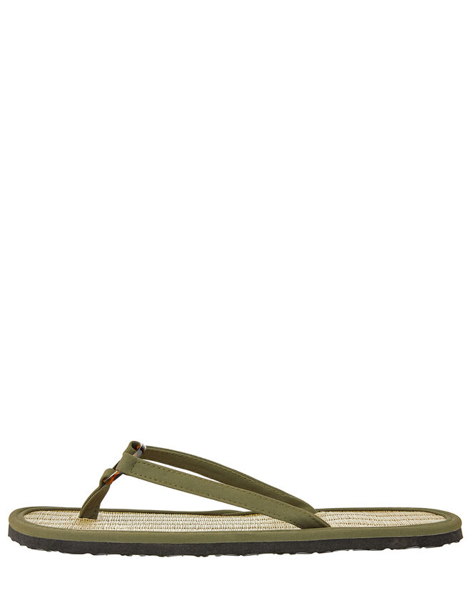 Resin Ring Seagrass Flip Flops, Green (KHAKI), large