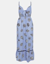 Shell Print Midi Dress, Blue (BLUE), large