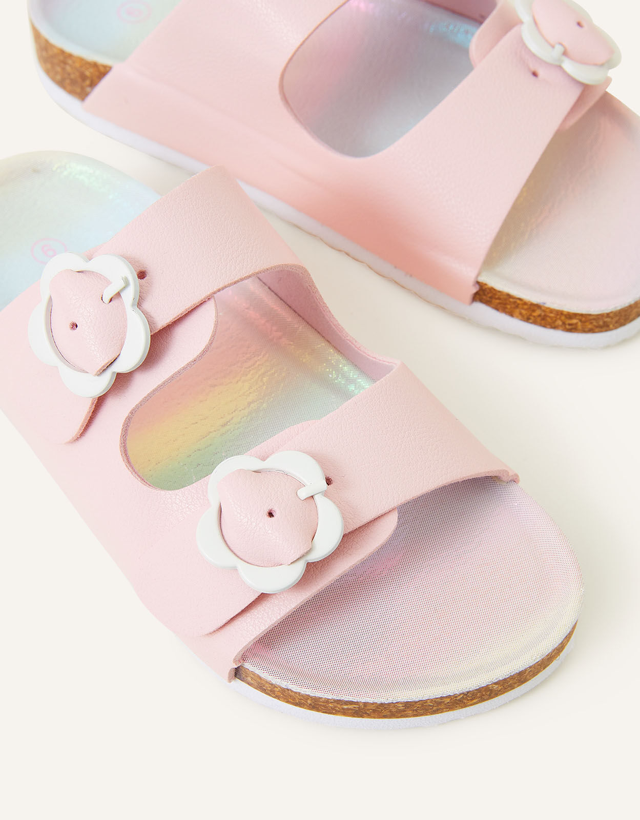 Girls Daisy Buckle Cork Footbed Sandals Pink Girls flip flops
