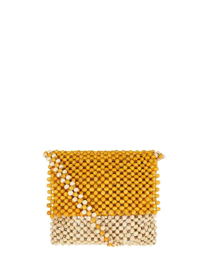 Wooden Bead Cross-Body Bag, Yellow (OCHRE), large