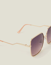 Oversized Metal Square Sunglasses, , large