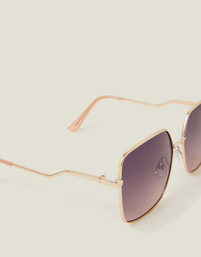 Oversized Metal Square Sunglasses, , large