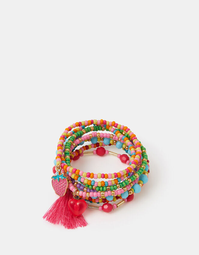 9-Pack Girls Charm Beaded Stretch Bracelets, , large