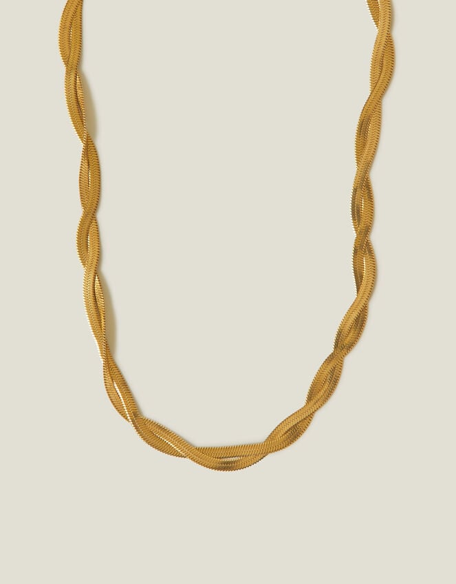 14ct Gold-Plated Twisted Omega Chain Necklace, , large