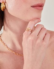 14ct Gold-Plated Shell Ring Set of Two , Gold (GOLD), large