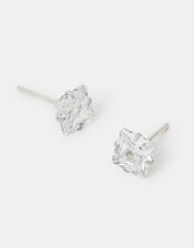 Sterling Silver Square Crystal Stud Earrings, , large
