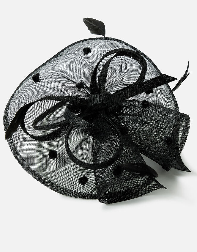 Polka Dot Sin Band Fascinator , Black (BLACK), large