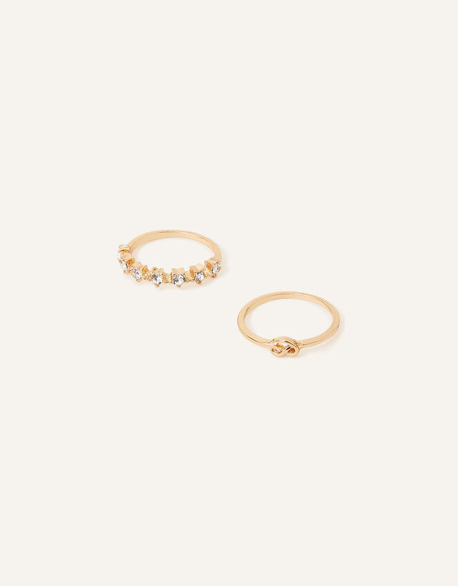 Sparkle Star and Knot Rings Set of Two, White (CRYSTAL), large