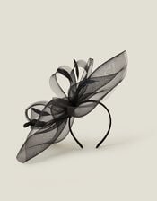 Large Crin Fascinator, Black (BLACK), large
