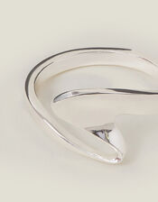 Sterling Silver-Plated Open Wave Ring, Silver (ST SILVER), large