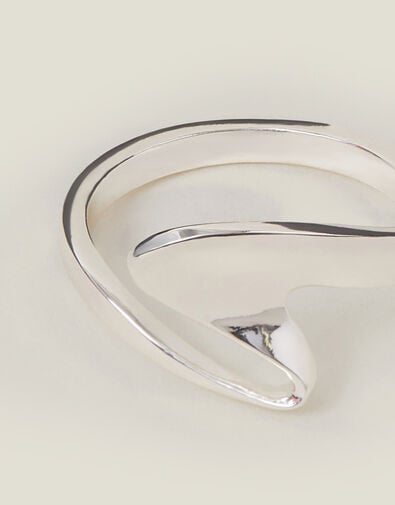 Sterling Silver-Plated Open Wave Ring, Silver (ST SILVER), large