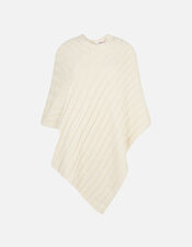 Rib Knit Poncho, Cream (CREAM), large