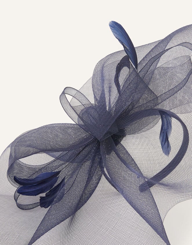 Large Double Bow Crin Headband, Blue (NAVY), large