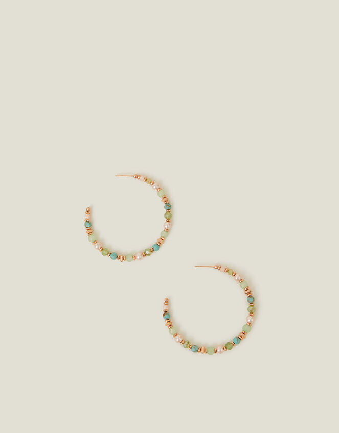 Beaded Hoop Earrings, , large