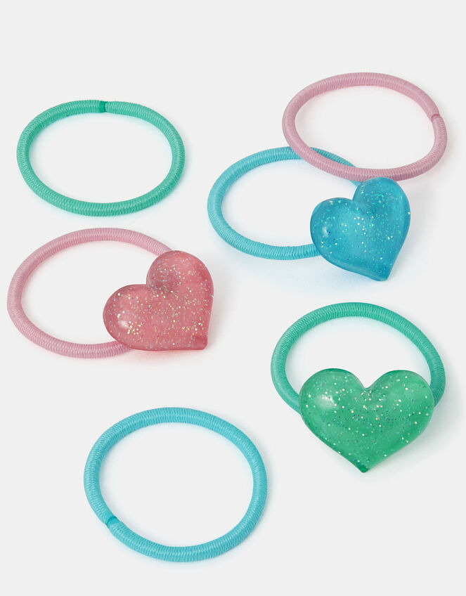 6-Pack Girls Glitter Heart Hair Bands, , large