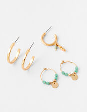 Turquoise Hoop Earring Set, , large