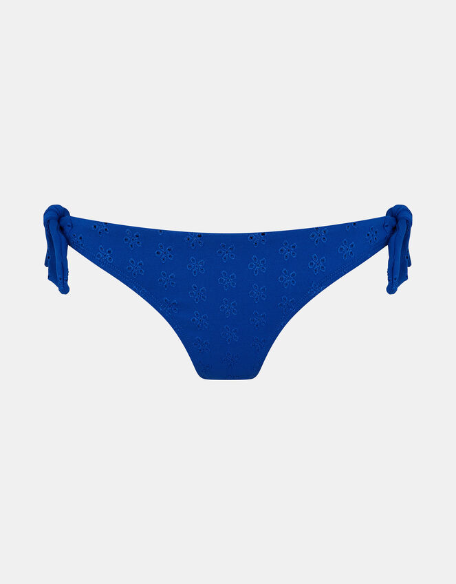 Floral Broderie Tie Bikini Bottoms, Blue (BLUE), large