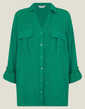 Crinkle Cover-Up Shirt, Teal (TEAL), large