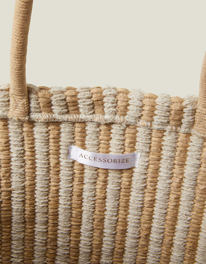 Large Woven Stripe Tote Bag, , large