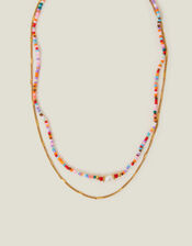 14ct Gold-Plated Stainless Steel Beaded Necklace, , large