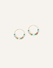 14ct Gold-Plated Stone Hoop Earrings, , large