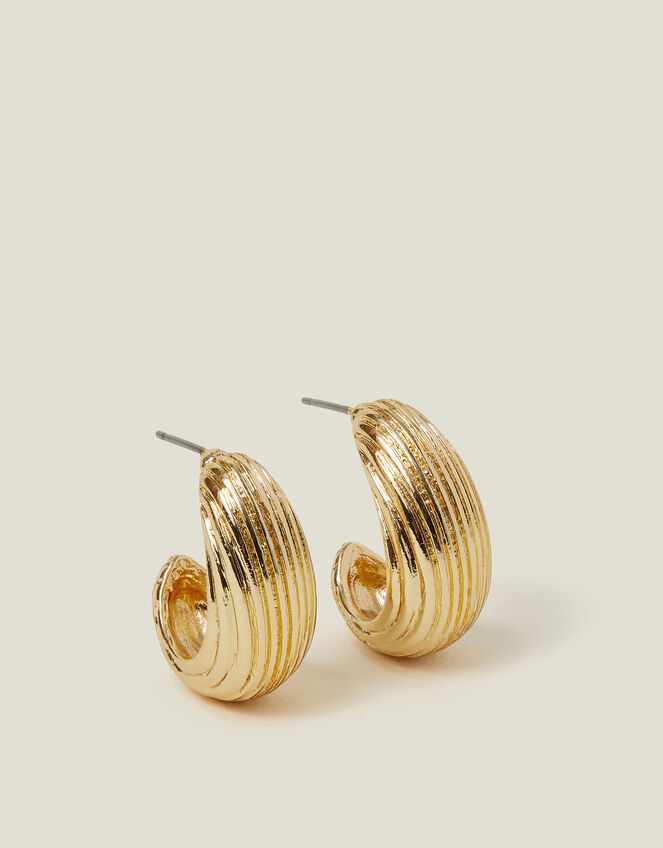 Chunky Ribbed Hoop Earrings, , large