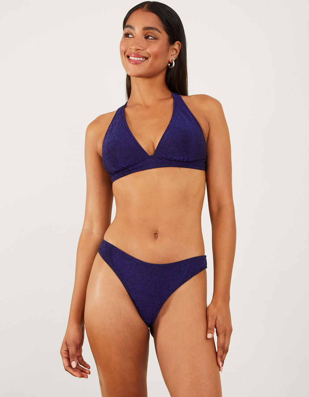 Shimmer Bikini Top Blue Bikini tops Accessorize UK