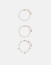 3-Pack Pearl Charm Anklets, , large