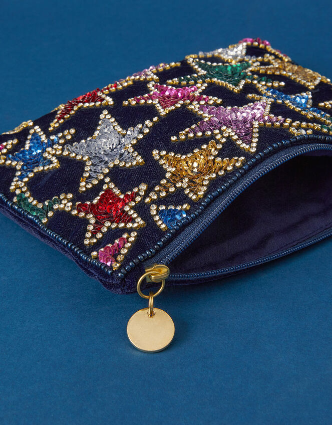 Star Velvet Beaded Pouch, , large