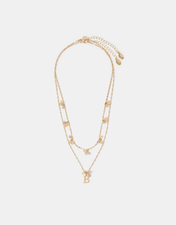 2-Pack Initial Cluster Pendant Necklaces, Gold (GOLD), large