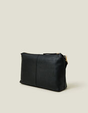Leather Webbing Strap Cross-Body Bag, Black (BLACK), large