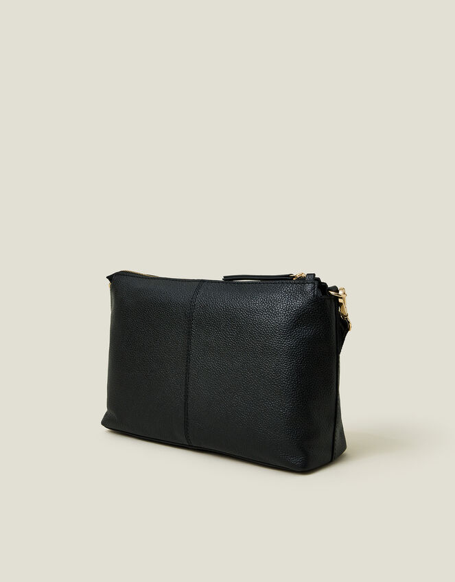 Leather Webbing Strap Cross-Body Bag, Black (BLACK), large