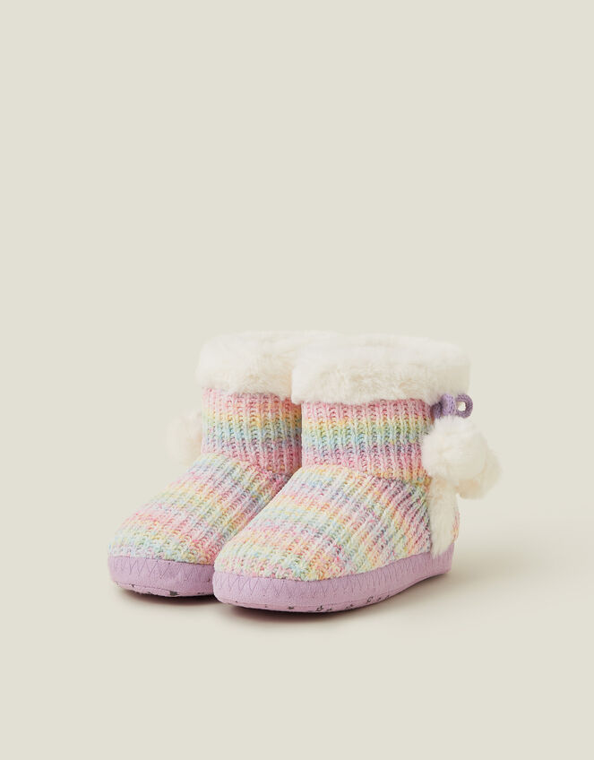 Girls Pastel Chenille Slipper Boots, Multi (PASTEL MULTI), large