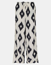 Diamond Print Wide Leg Trousers, Black (BLACK WHITE), large