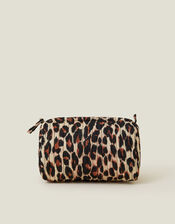Quilted Leopard Print Medium Washbag, , large