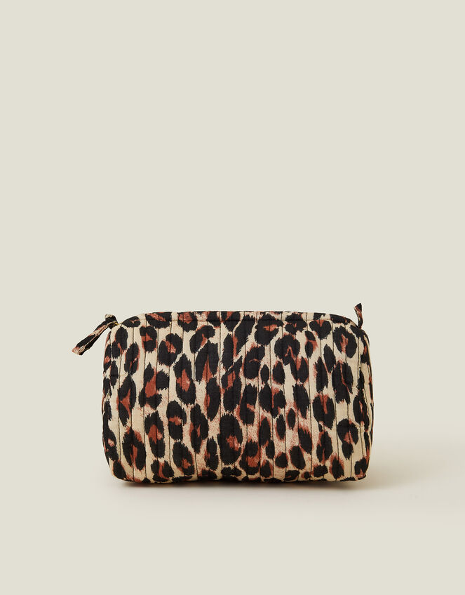 Quilted Leopard Print Medium Washbag, , large