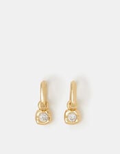 14ct Gold-Plated Molten Charm Hoop Earrings, , large