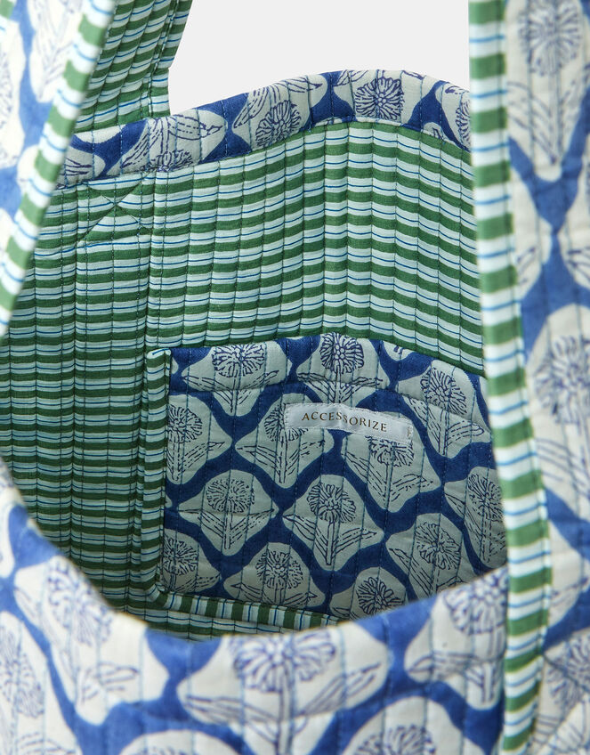 Dandelion Print Quilted Tote Bag, , large