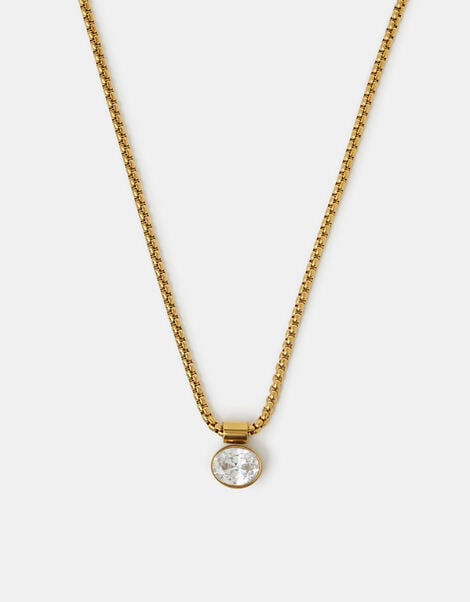 Stainless Steel Oval Pendant Necklace, , large