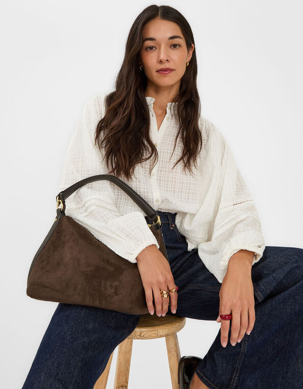 Slouchy Suedette Handbag, Brown (CHOCOLATE), large