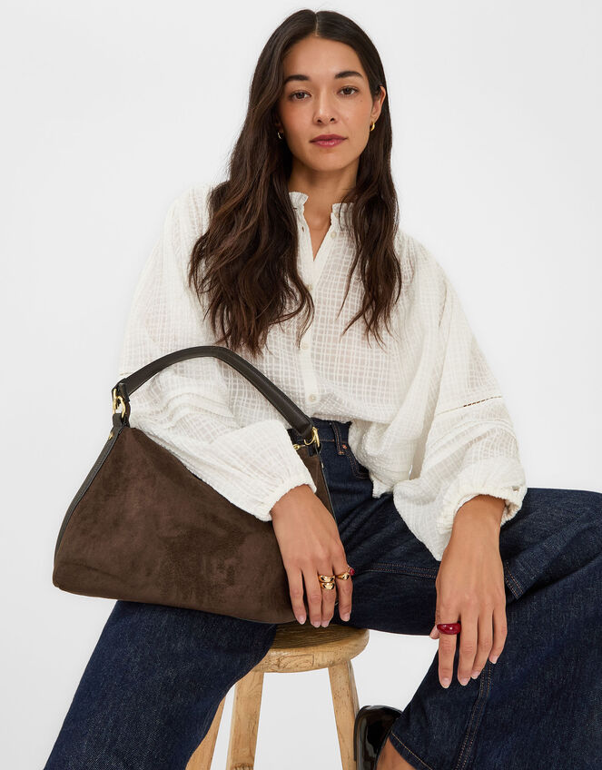 Slouchy Suedette Handbag, Brown (CHOCOLATE), large