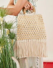 Fringe Beaded Handheld Bag, , large