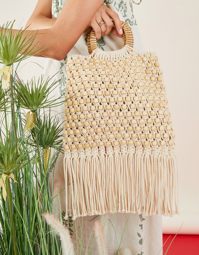 Fringe Beaded Handheld Bag, , large