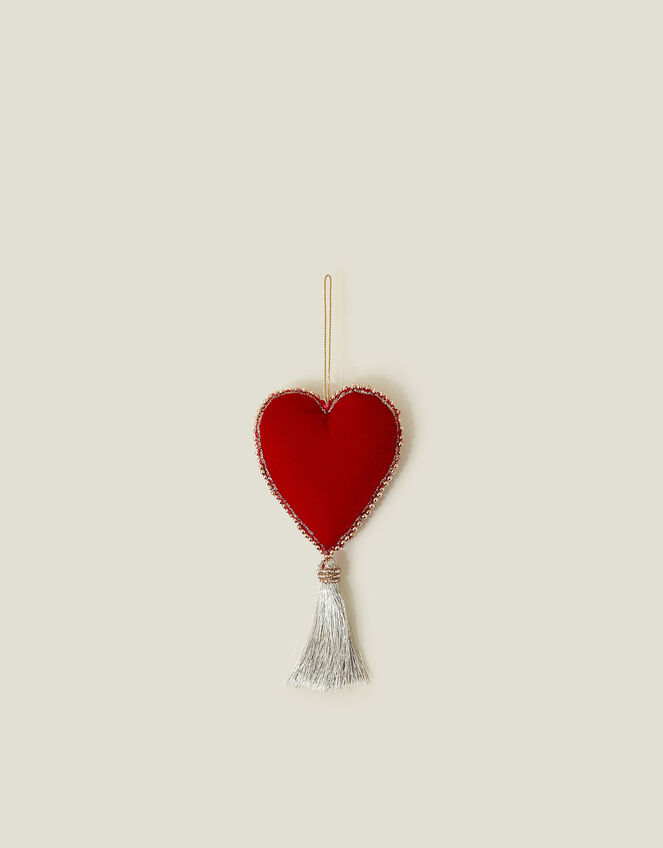 Embroidered Heart Tassel Christmas Tree Decoration, , large