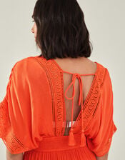 Short Embroidered Kaftan, Orange (ORANGE), large