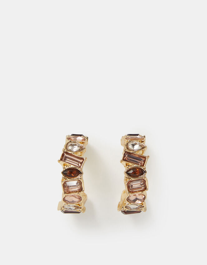 Gemstone Hoop Earrings, , large